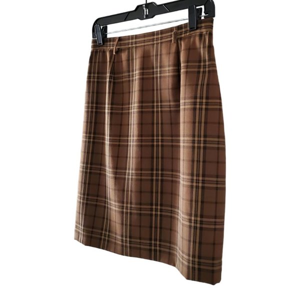 Petite Sophisticate Plaid Pencil Skirt | NWT | 8P | Light & Dark Brown, Tan - Picture 3 of 17